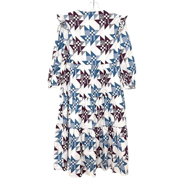 Rebecca minkoff Darcy Midi Dress Blue Quilt Size 4 - Picture 7 of 13